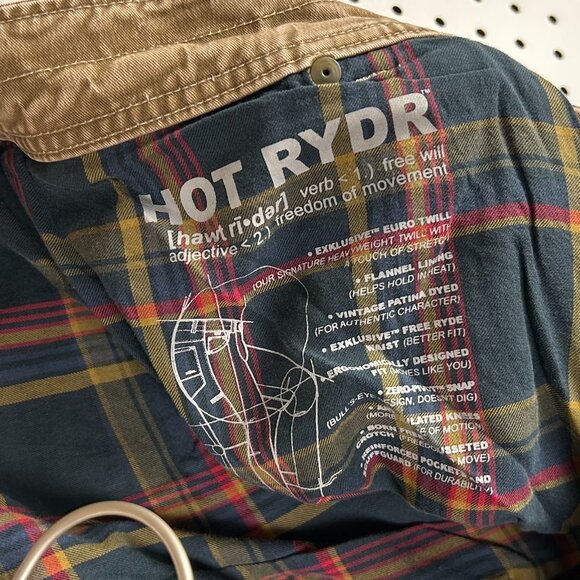 Kuhl Hot Rydr Plaid Lined Pants 36x32 Khaki Brown Hiking Distressed Worn Outdoor - Picture 10 of 11